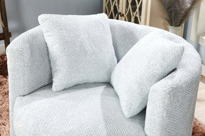 Made in Canada Petite 36 Chenille Fabric Swivel Cuddler Accent Chair - Teddy Star Grey | Fauteuil d’appoint pivotant Cuddler Petite de 36 po fabriqué au Canada en tissu de chenille - gris Teddy Star