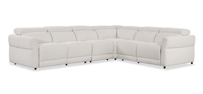 Cindy Crawford Home Aspen 4-Piece Power Reclining Sectional with Reclining Armless Chair - Alabaster | Canapé sectionnel à inclinaison électrique Aspen de Cindy Crawford Home 4 pièces avec fauteuil sans accoudoirs inclinable - albâtre