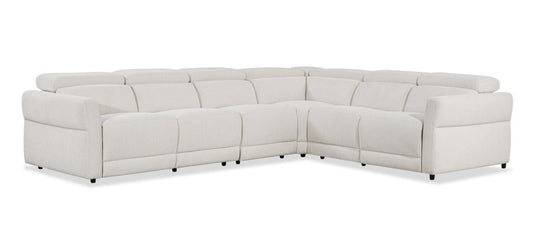 Cindy Crawford Home Aspen 4-Piece Power Reclining Sectional with Reclining Armless Chair - Alabaster | Canapé sectionnel à inclinaison électrique Aspen de Cindy Crawford Home 4 pièces avec fauteuil sans accoudoirs inclinable - albâtre