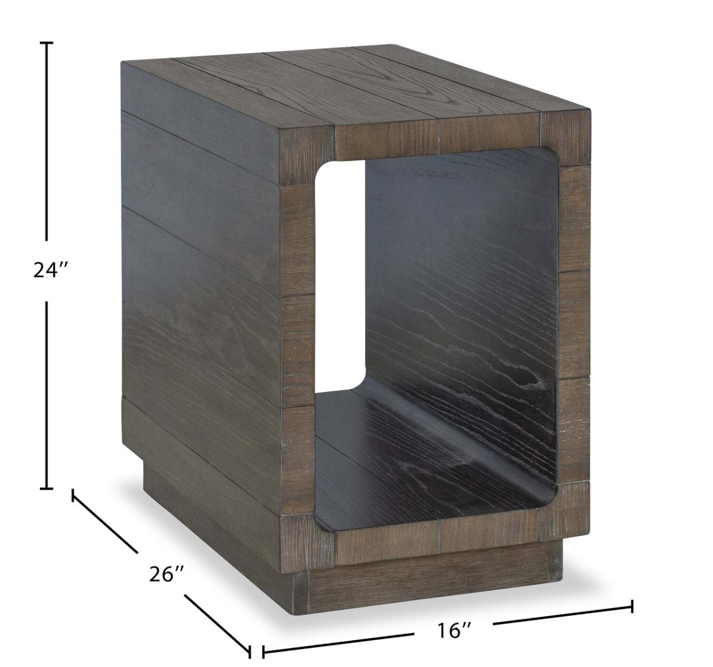 Avalon 16” Table de fauteuil moderne en bois massif avec tablette - brune