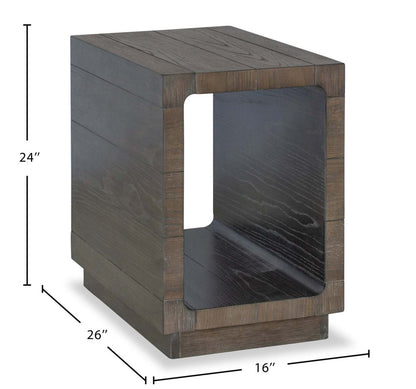 Avalon 16” Table de fauteuil moderne en bois massif avec tablette - brune