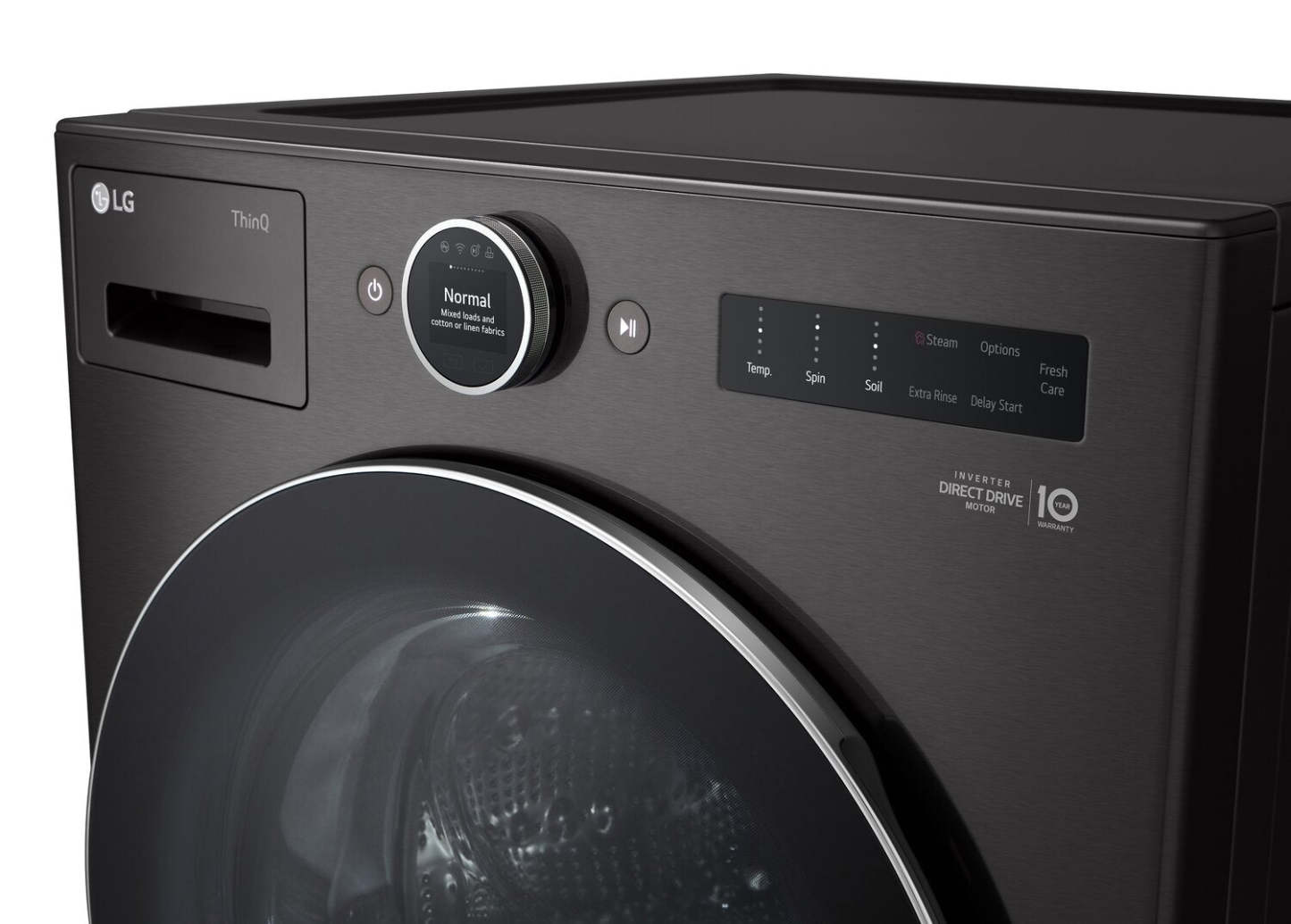 Laveuse à la vapeur intelligente haute efficacité LG à chargement frontal de 5,8 pi³ - acier noir - empilable - WM6700HBA | LG 5.8 Cu. Ft. Smart Front-Load High-Efficiency Steam Washer - Black Steel - Stackable - WM6700HBA