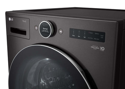 Laveuse à la vapeur intelligente haute efficacité LG à chargement frontal de 5,8 pi³ - acier noir - empilable - WM6700HBA | LG 5.8 Cu. Ft. Smart Front-Load High-Efficiency Steam Washer - Black Steel - Stackable - WM6700HBA