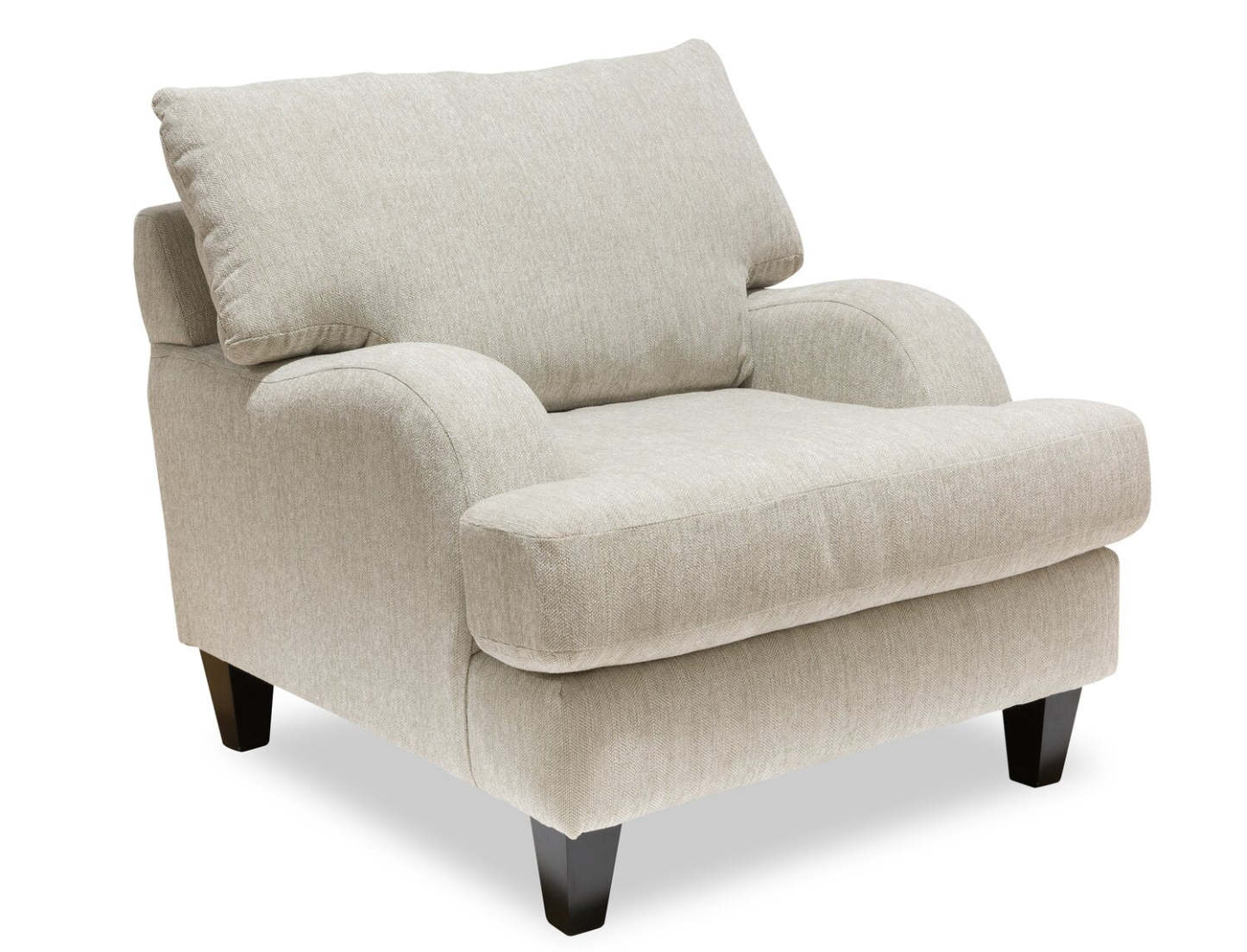 Fauteuil Nofia de 36 po fabriqué au Canada en tissu de chenille avec pattes en bois - beige lin