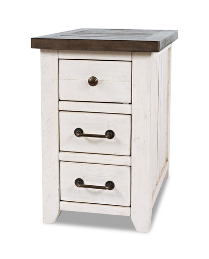 Morgan 16 Rustic Powered Chairside Table with Storage - White with Reclaimed Wood|Table de fauteuil rustique Morgan de 16 po avec rangement - blanche avec bois recyclé