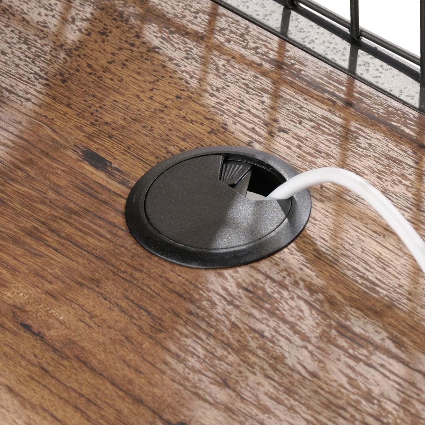 Bureau en forme de L Tayla de 60,67 po à 2 tiroirs avec armoire - chêne antique et noir