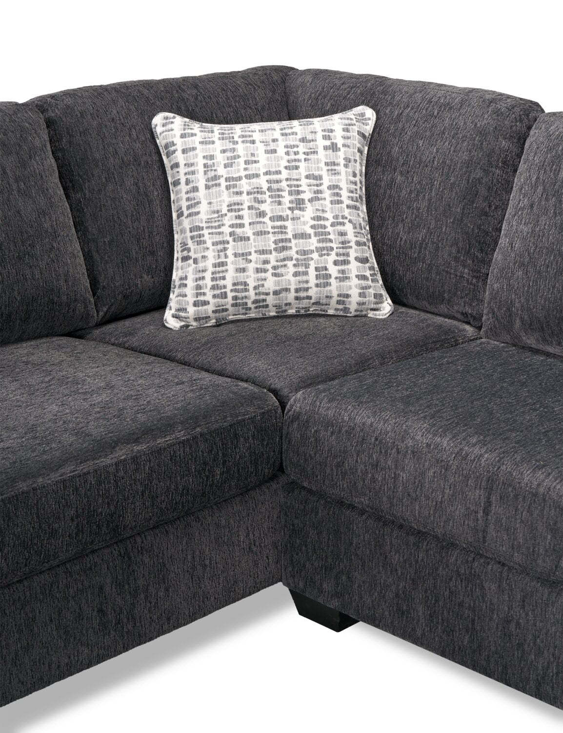 Fabriqué au Canada, canapé sectionnel en U de droite Morgan 2 pièces en tissu de chenille avec coussins décoratifs - gris