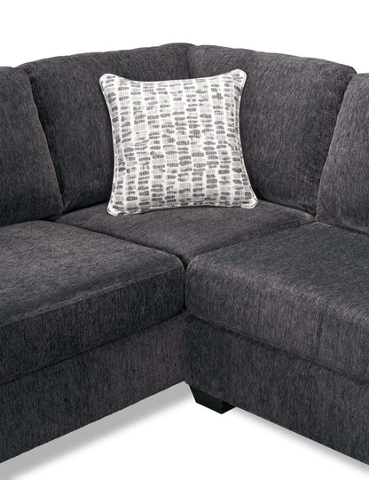 Fabriqué au Canada, canapé sectionnel en U de droite Morgan 2 pièces en tissu de chenille avec coussins décoratifs - gris