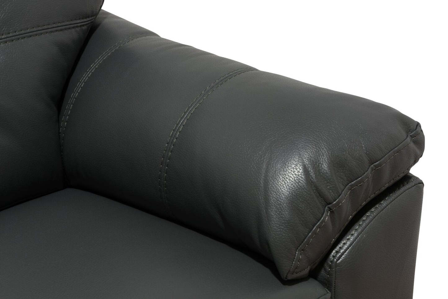 Sofa Addison de 86 po fabriqué au Canada en tissu d’apparence cuir avec coussin de dossier capitonné - gris