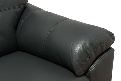 Sofa Addison de 86 po fabriqué au Canada en tissu d’apparence cuir avec coussin de dossier capitonné - gris