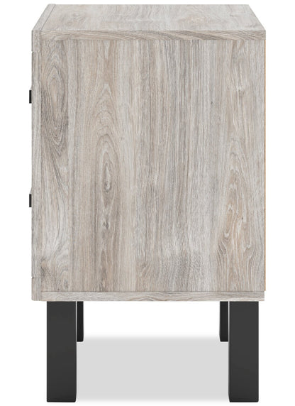 Table de chevet Zen à 2 tiroirs avec ports de charge intégrés, 21,3 L x 25 H - Gris | Table de nuit Zen de 21,3 po (L) x 25 po (H) à 2 tiroirs avec ports de recharge intégrés - gris