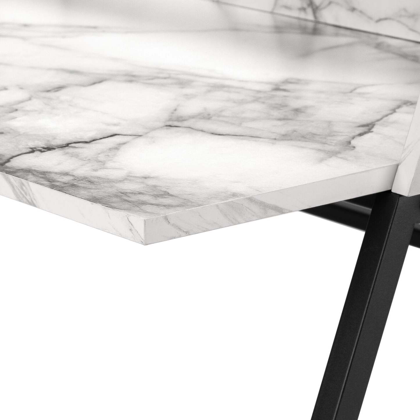 Bureau Lawson 47.25 avec petite niche - Aspect marbre blanc|Bureau Lawson de 47,25 po avec petite crédence - apparence marbre blanc