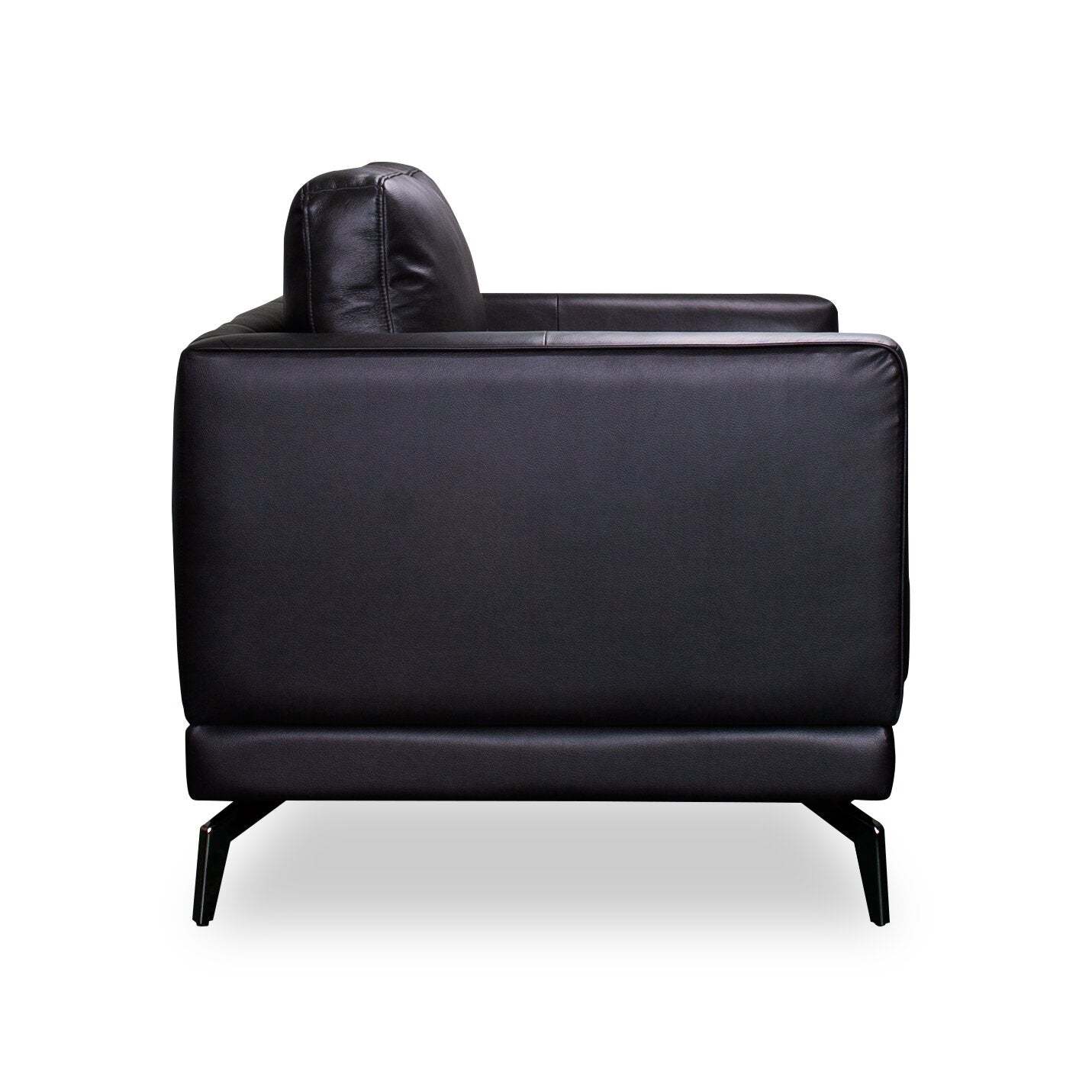 Chaise Melrose 36,5 en cuir véritable de première qualité avec pieds en métal - Noir | Fauteuil Melrose de 36,5 po en cuir de qualité supérieure avec pattes en métal véritable - noir