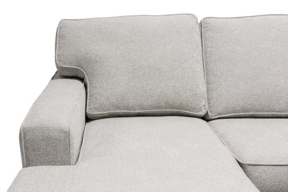 Fabriqué au Canada, canapé sectionnel de gauche Verona 2 pièces en tissu d’apparence lin avec coussins amovibles - beige