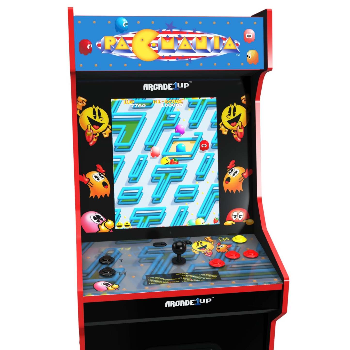 Arcade1Up Bandai Namco Legacy PAC-MANIA™ Edition Armoire d'arcade avec Riser | Borne d'arcade édition Bandai Namco Legacy PAC-MANIAMC de Arcade1Up avec plateforme | PACMANIE