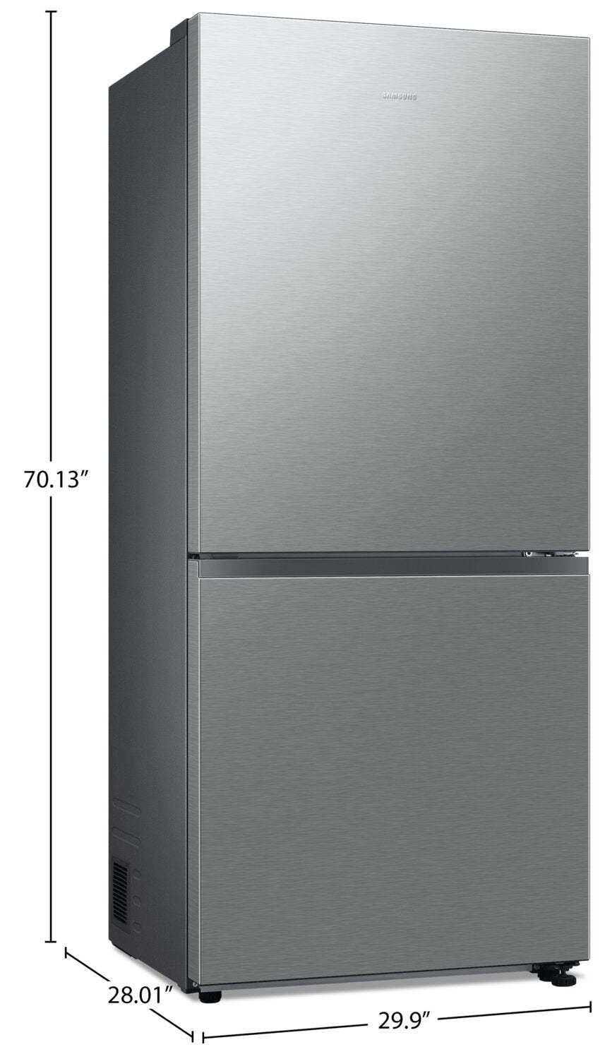 Réfrigérateur Samsung de 30 po et de 16,2 pi³ à profondeur de comptoir à congélateur inférieur - Fini en acier inoxydable (SL) - RB16… | Réfrigérateur Samsung de 16,2 pi³ et de 30 po de profondeur comptoir à congélateur inférieur - fini …