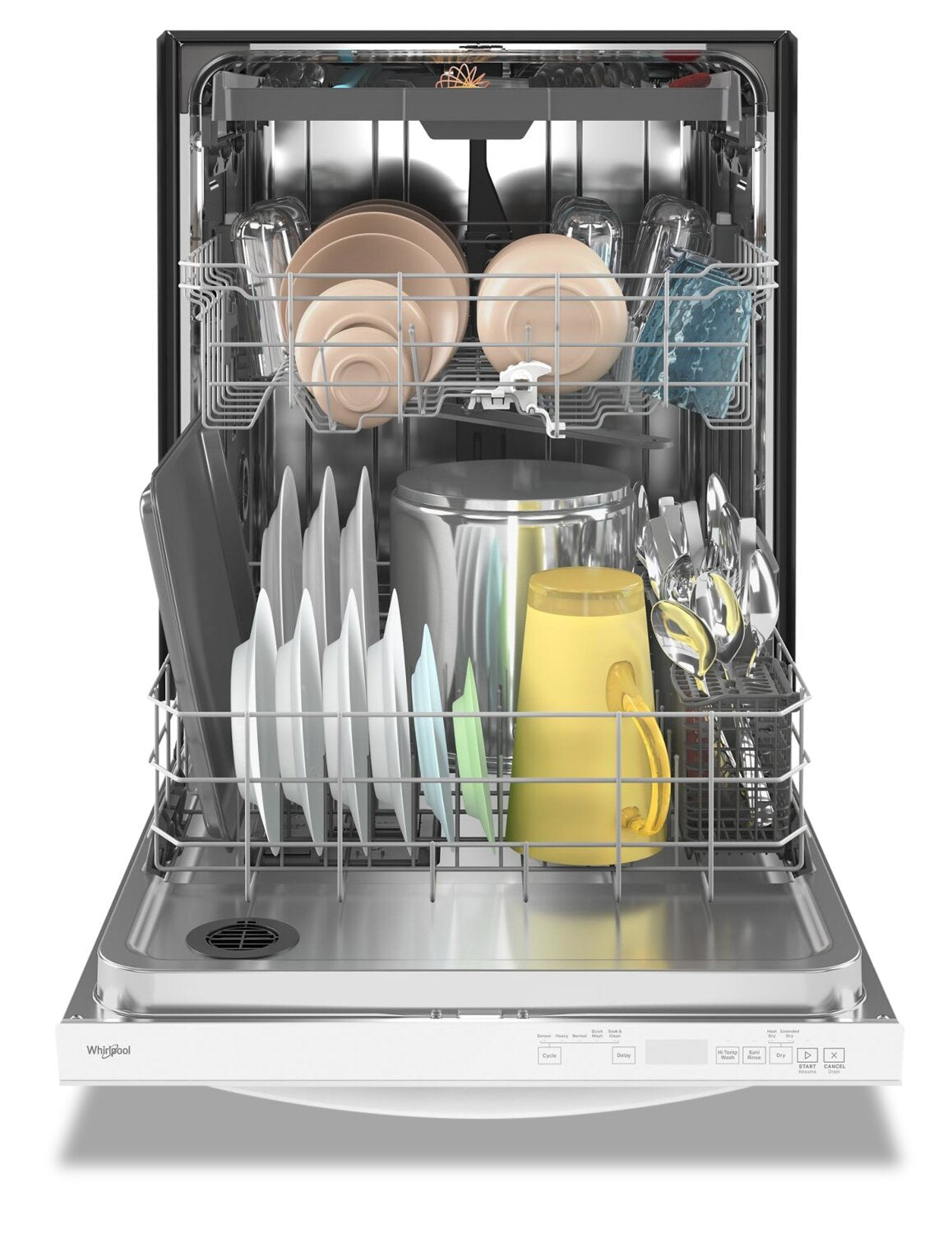 Lave-vaisselle encastré Whirlpool de 24 po et de 47 dBA avec commandes sur le dessus et 3e panier - Blanc - WDT750SAKW | Whirlpool 24 47 dBA Built-In Top-Control Dishwasher with Third Rack - White - WDT750SAKW