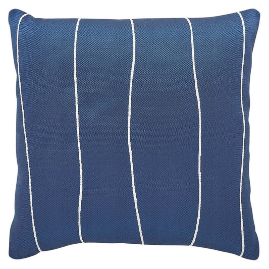Coussin décoratif rayé intérieur/extérieur - Marine | Coussin décoratif rayé pour l'intérieur et l'extérieur - bleu marine | LX1024DP