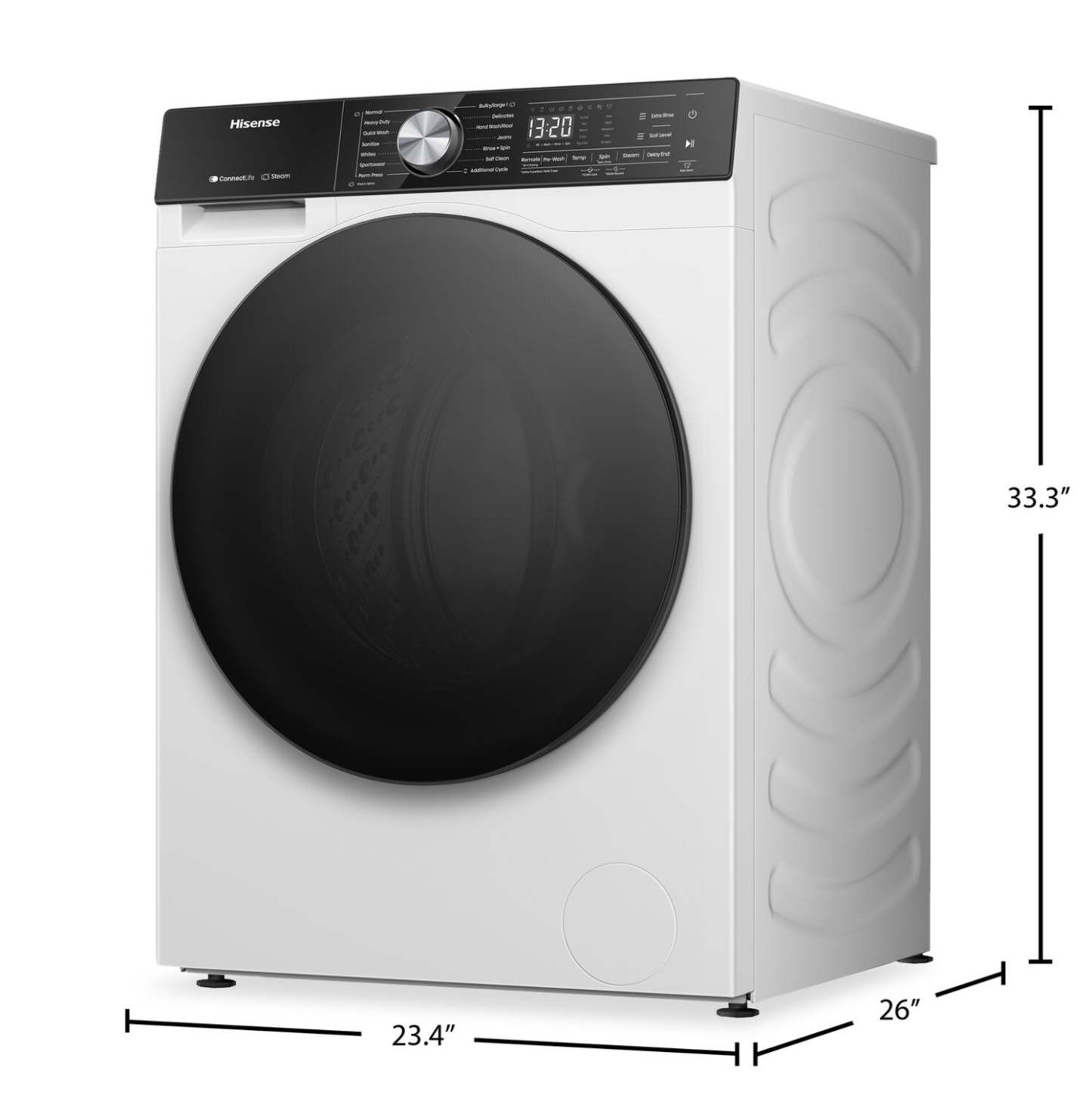 Laveuse Hisense à chargement frontal de 3,1 pi3 et de 24 po avec lavage à la vapeur - blanche - WF5S2845BW | Hisense 24 3.1 Cu. Ft. Front Load Washer with Steam Wash - White - WF5S2845BW