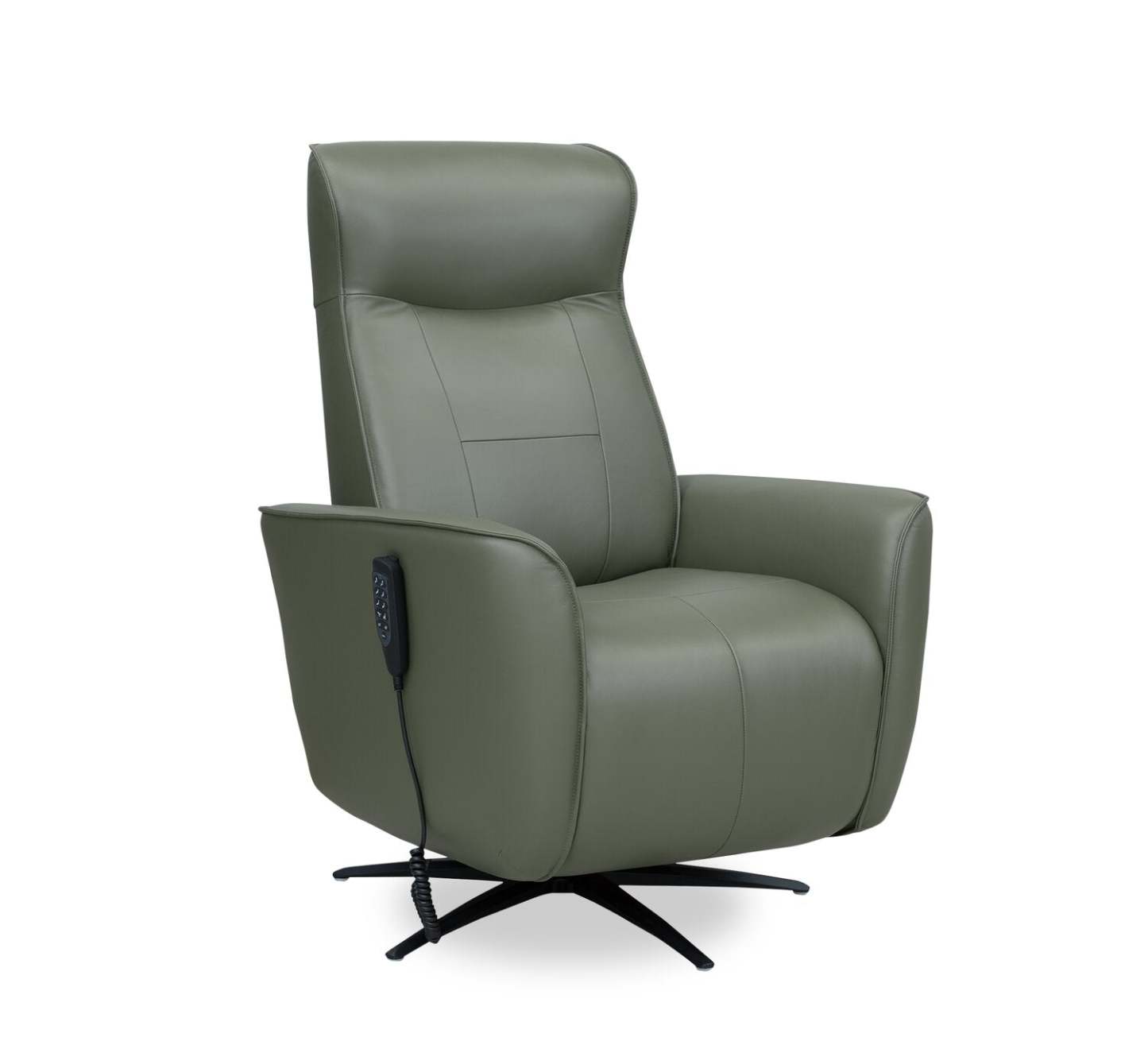 Fauteuil de massage à inclinaison électrique Serene de 31 po en cuir avec véritables appuie-tête électrique et siège chauffant - vert