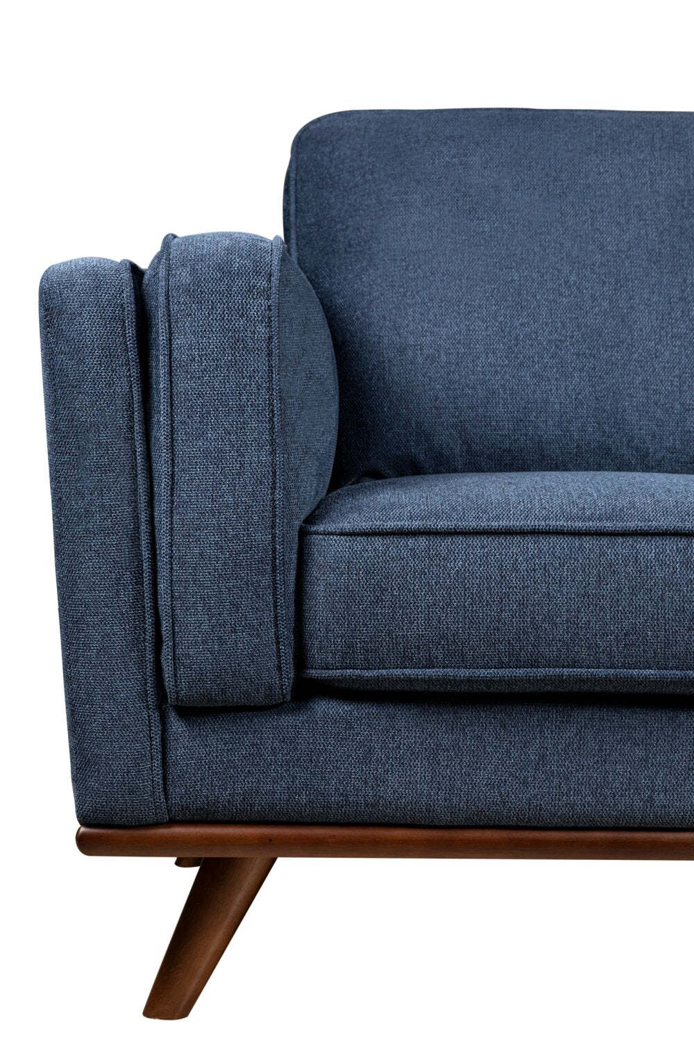 Canapé Kassia de Kort &amp; Co. de 90,6 po en tissu d'apparence lin avec base et pattes en bois - bleu