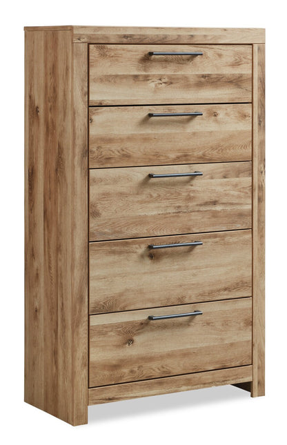Commode de chambre à coucher Derekson, 5 tiroirs, 31,7 L x 53,9 H - Naturel | Commode verticale Derekson de 31,7 po (L) x 53,9 po (H) à 5 tiroirs pour la chambre à coucher - naturelle
