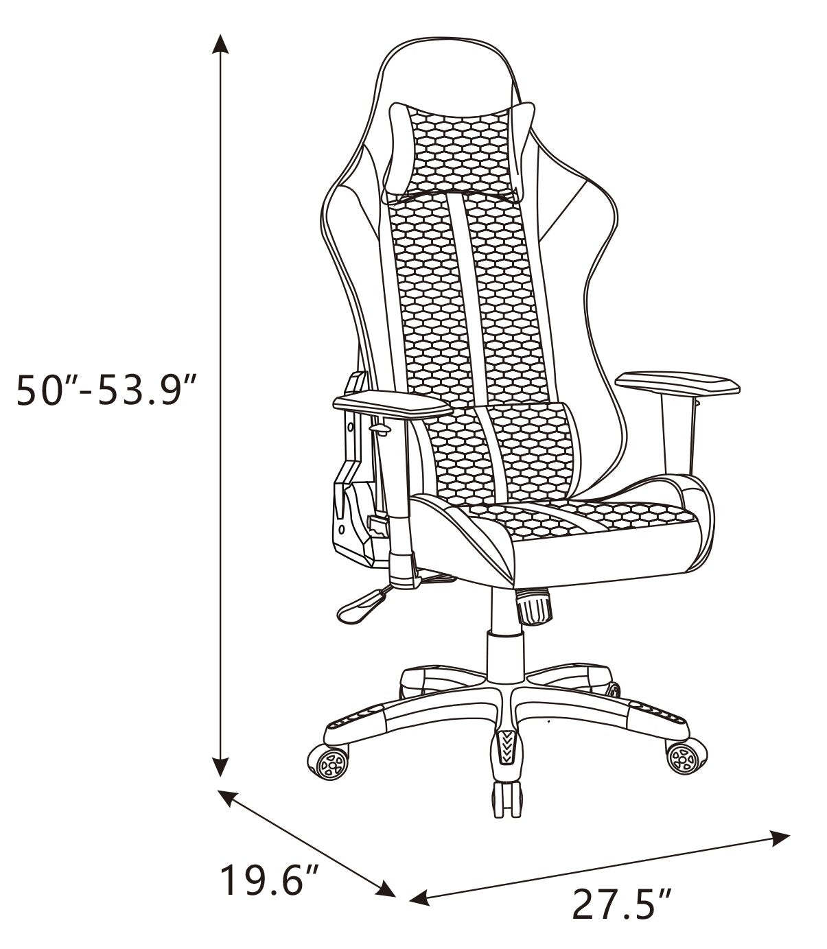 Chaise de jeu ergonomique Hawk 27,5" - Noir et rouge | Fauteuil de jeu ergonomique Hawk de 27,5 po - noir et rouge