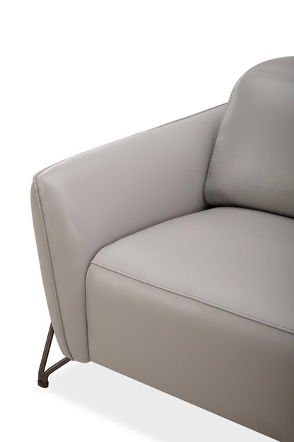 Riviera Top-Grain Genuine Leather Power Reclining Loveseat - Light Grey | Causeuse à inclinaison électrique Riviera en cuir véritable de qualité supérieure - gris clair