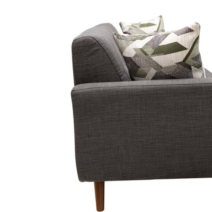 Sofa Freeman de Kort & Co. de 80 po de format condo en tissu d’apparence lin avec base et pattes en bois - gris anthracite