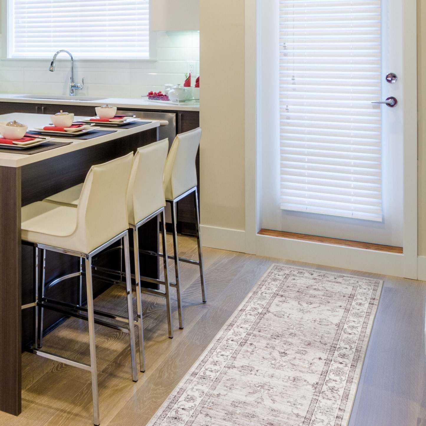 Tapis de passage lavable ivoire Aylin – 2' x 7' | Tapis longue Aylin ivoire lavable - 2 pi x 7 pi