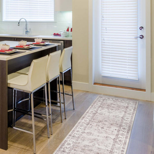 Tapis de passage lavable ivoire Aylin – 2' x 7' | Tapis longue Aylin ivoire lavable - 2 pi x 7 pi