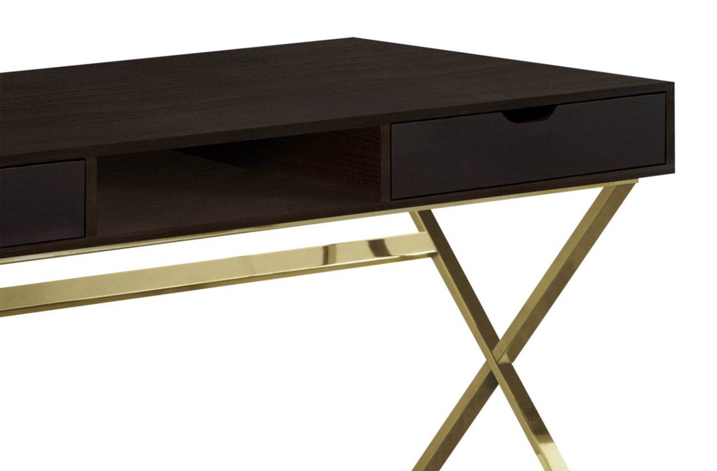 Flynn 47.25 Bureau d'aspect bois récupéré avec 2 tiroirs - Espresso|Bureau Flynn de 47,25 po d'apparence bois recyclé à 2 tiroirs - espresso