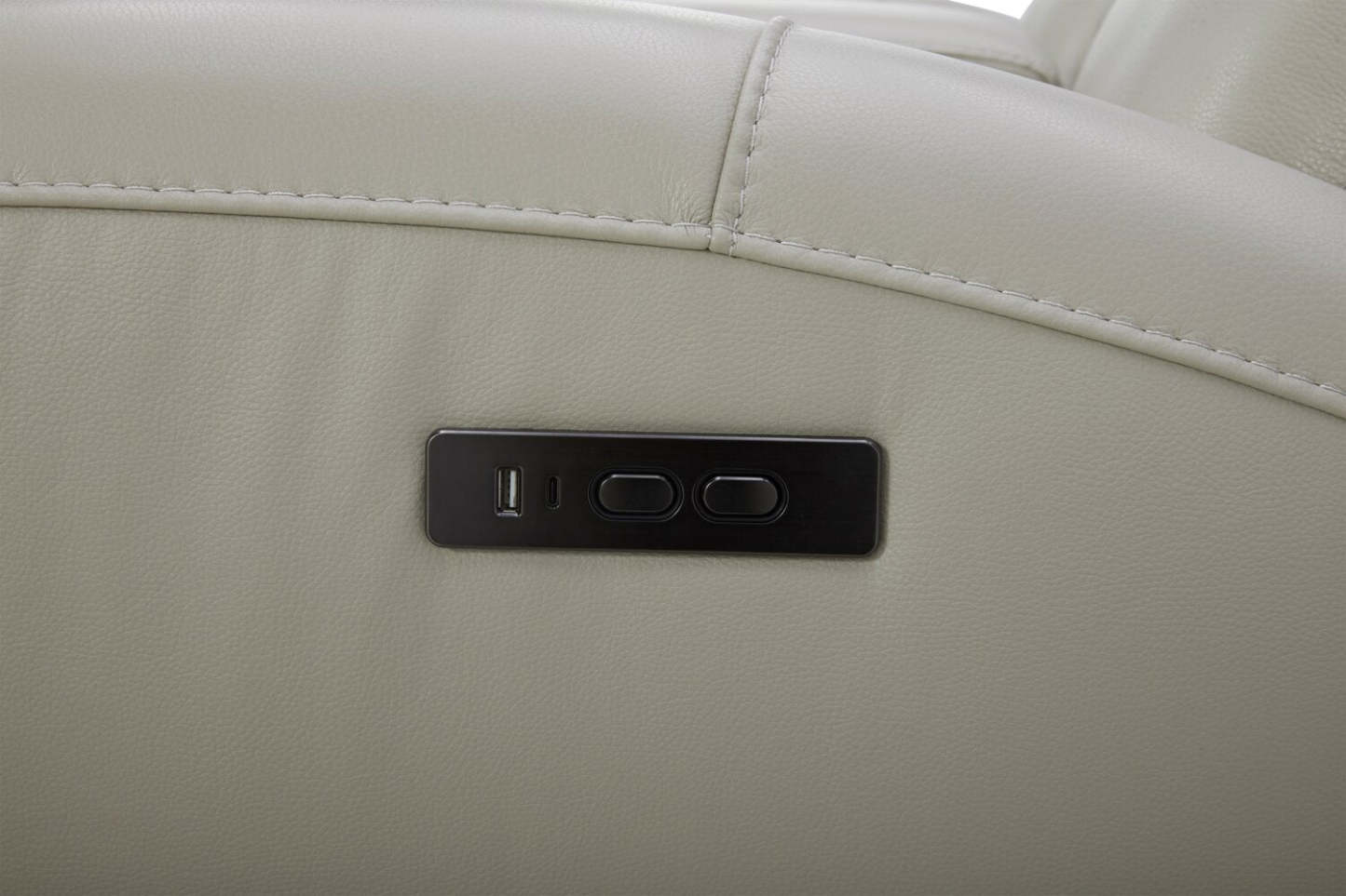 Fauteuil à inclinaison électrique Reign de 41,25 po en cuir véritable de qualité supérieure avec port USB - taupe clair de lune Deltona