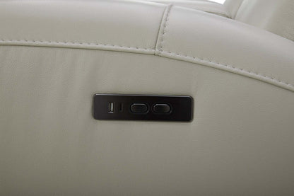 Fauteuil à inclinaison électrique Reign de 41,25 po en cuir véritable de qualité supérieure avec port USB - taupe clair de lune Deltona