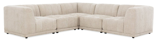 Sofa sectionnel modulaire Oaklyn Kort & Co. 5 pièces en tissu avec coussins de siège capitonnés - beige