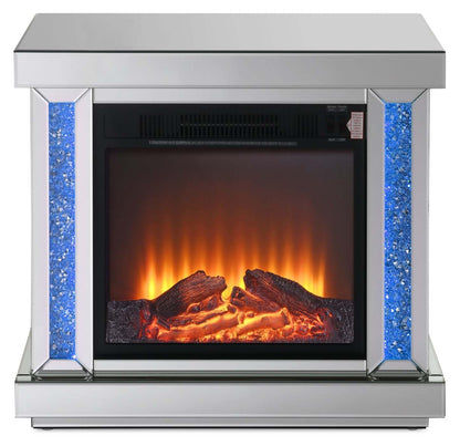 Cheminée Électrique LED Elsa 28.3 Glam - Argent et Verre|Foyer électrique somptueux à DEL Elsa de 28,3 po - argenté et verre