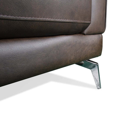 Chaise Melrose 36,5 en cuir véritable de première qualité avec pieds en métal - Brun foncé | Fauteuil Melrose de 36,5 po en cuir de qualité supérieure avec pattes en métal véritable - brun foncé