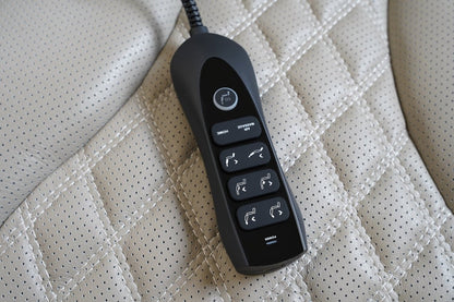 Canapé de massage à inclinaison électrique Elite de 86 po en cuir véritable avec son immersif et appuie-têtes électriques - mastic