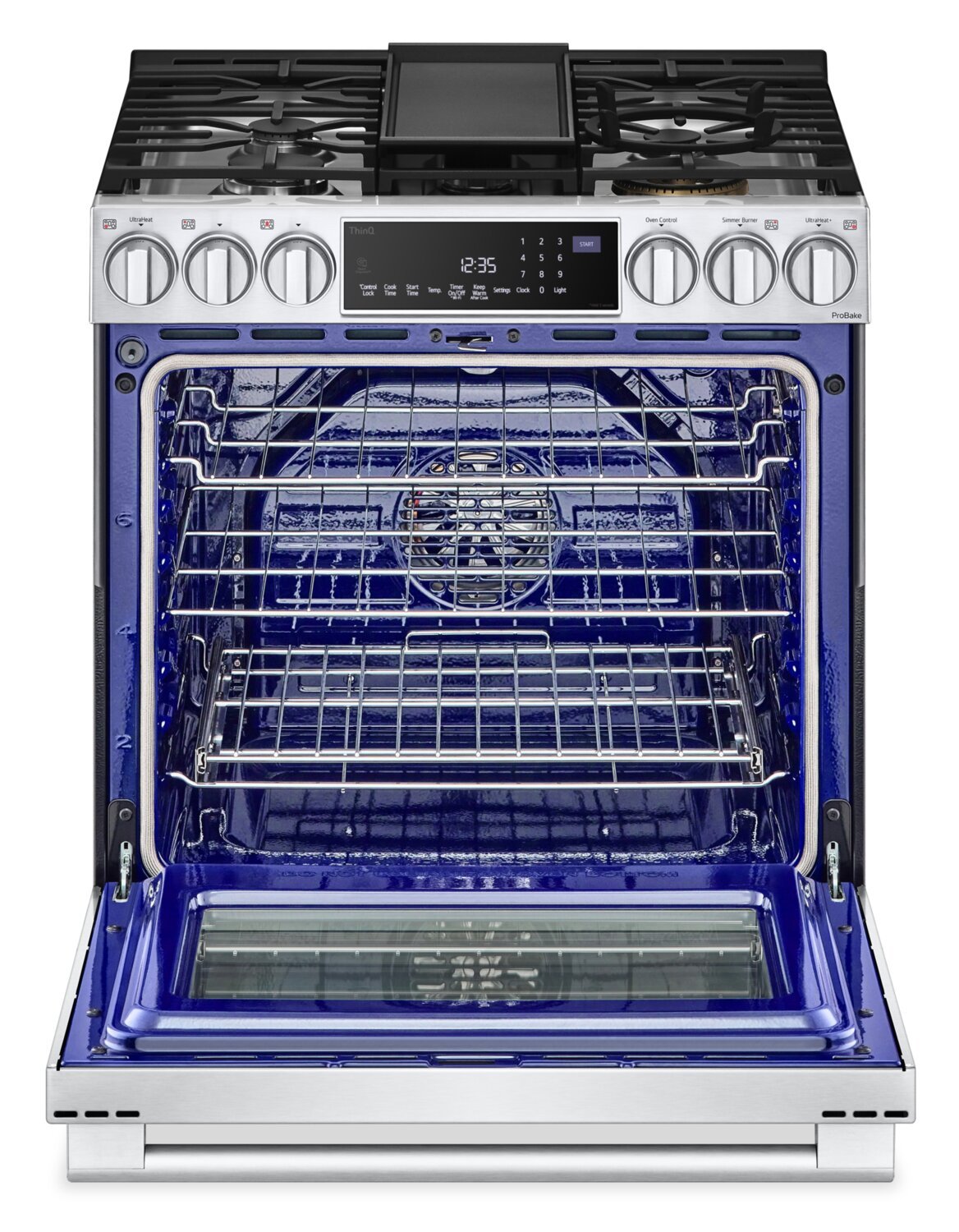 Cuisinière intelligente à gaz LG Studio de 6,3 pi³ avec hublot InstaViewMD et friture à air - acier inoxydable résistant aux traces - LSGS…