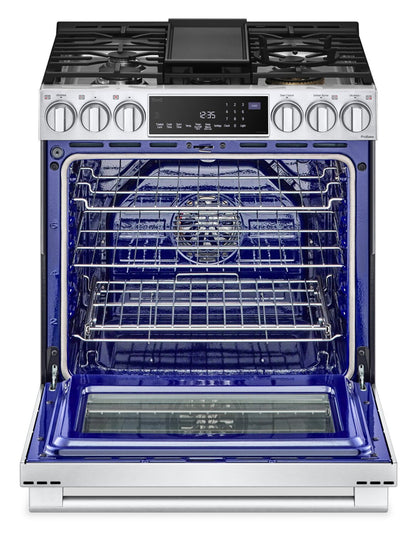 Cuisinière intelligente à gaz LG Studio de 6,3 pi³ avec hublot InstaViewMD et friture à air - acier inoxydable résistant aux traces - LSGS…