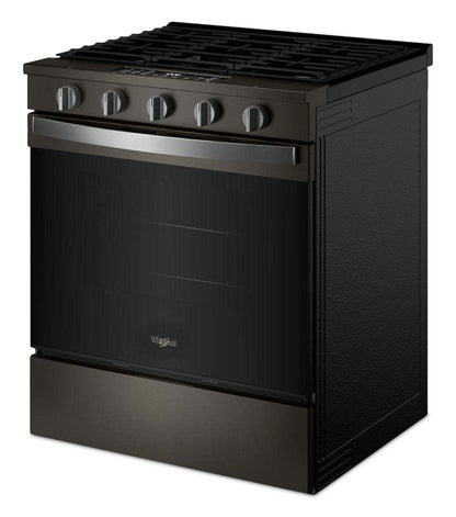 Cuisinière à gaz Whirlpool de 30 po et de 5 pi³ avec cuisson à air - noir sur acier inoxydable - WSGS5030SV | Tourbillon 30 5 Cu. Fort. Cuisinière à gaz avec cuisson à l'air - Noir sur acier inoxydable - WSGS5030SV