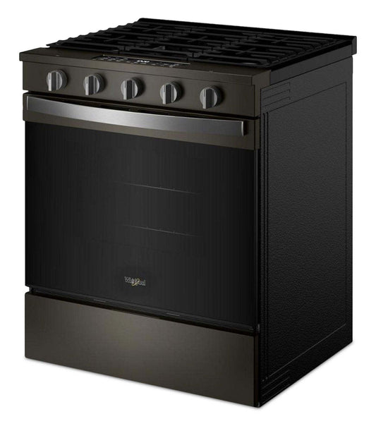 Cuisinière à gaz Whirlpool de 30 po et de 5 pi³ avec cuisson à air - noir sur acier inoxydable - WSGS5030SV | Tourbillon 30 5 Cu. Fort. Cuisinière à gaz avec cuisson à l'air - Noir sur acier inoxydable - WSGS5030SV