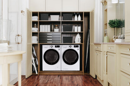 LG 2,6 pi³ Laveuse intelligente à chargement frontal et 4,2 pi³ Sécheuse intelligente avec pompe à chaleur | Laveuse intelligente de chargement frontal 2,6 pi³ et sécheuse intelligente avec pompe à chaleur 4,2 pi³ LG | LGFL24WW