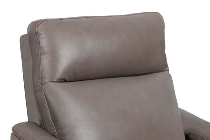 Fauteuil à inclinaison par poussée Natalie de 32,5 po en cuir véritable de qualité supérieure avec pattes en bois - gris