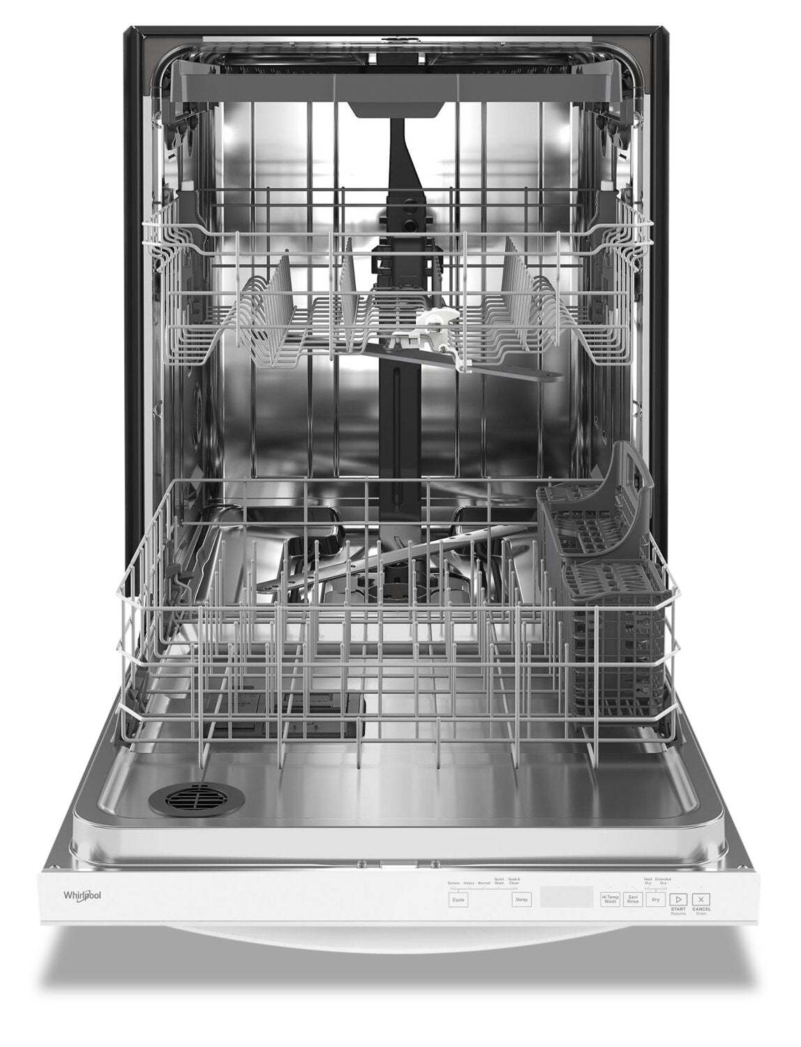 Lave-vaisselle encastré Whirlpool de 24 po et de 47 dBA avec commandes sur le dessus et 3e panier - Blanc - WDT750SAKW | Whirlpool 24 47 dBA Built-In Top-Control Dishwasher with Third Rack - White - WDT750SAKW