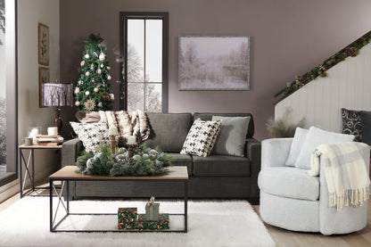 Made in Canada Petite 36 Chenille Fabric Swivel Cuddler Accent Chair - Teddy Star Grey | Fauteuil d’appoint pivotant Cuddler Petite de 36 po fabriqué au Canada en tissu de chenille - gris Teddy Star