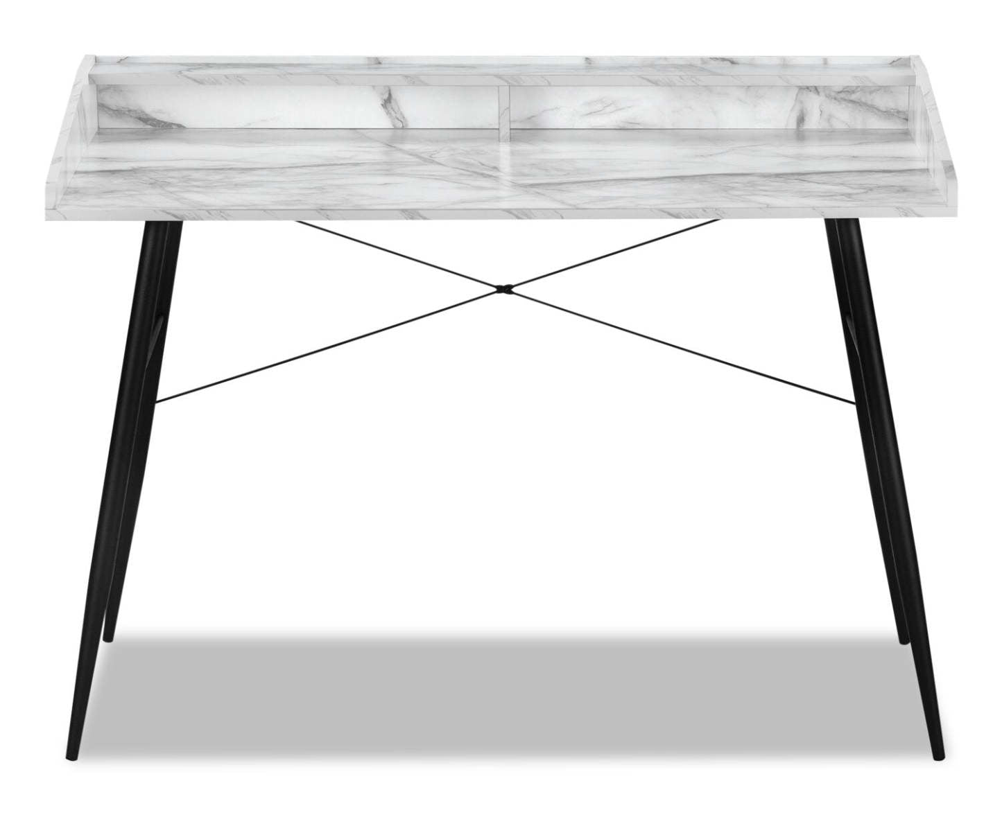 Bureau Jeremy 47.25 avec petite niche - Aspect marbre blanc|Bureau Jeremy de 47,25 po avec petite crédence - apparence marbre blanc