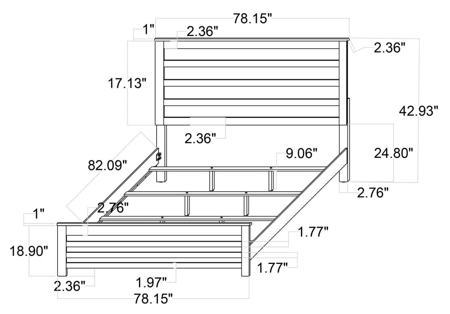 Zoey Panel Bed, Two-tone White & Brown - King Size | Lit à panneau Zoey, deux teintes, blanc et brun - format très grand lit