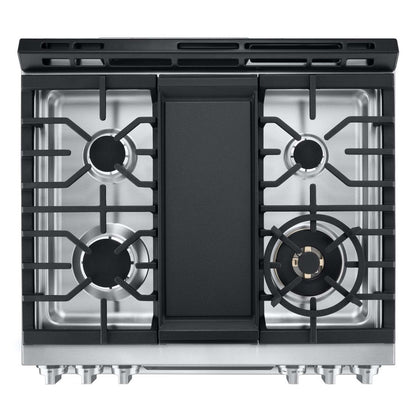 Cuisinière intelligente à gaz LG Studio de 6,3 pi³ avec hublot InstaViewMD et friture à air - acier inoxydable résistant aux traces - LSGS…