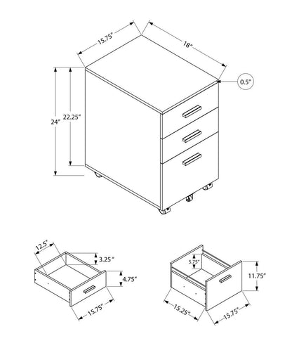Clayton 15,75 3-Drawer Classeur - Blanc|Classeur Clayton de 15,75 po à 3 tiroirs - blanc